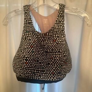 Title Nine-Geometric Triangle Print Bathing Suit with Color Accents